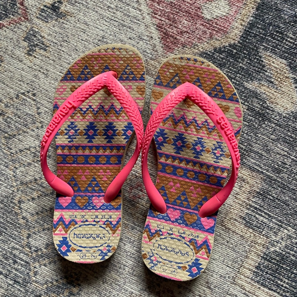 Hot pink flip flops